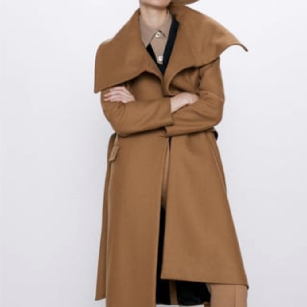 Zara Coat with wrap collar